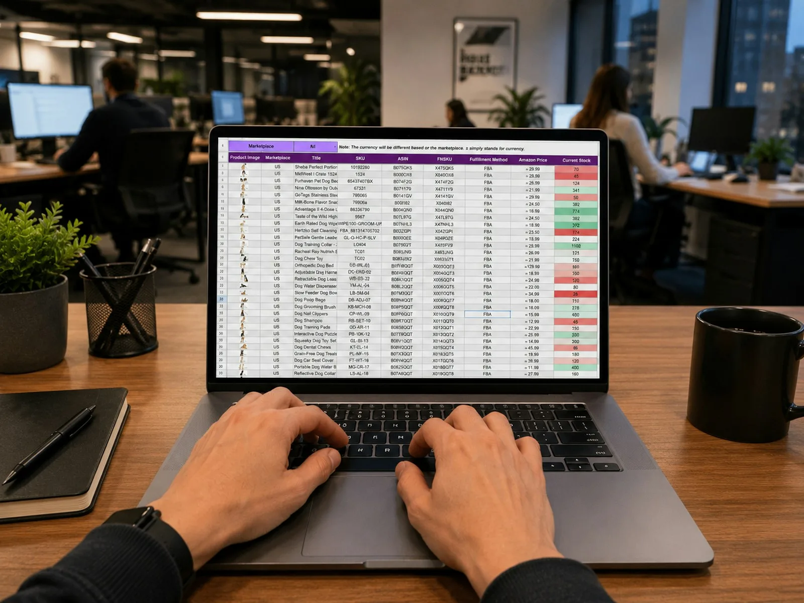 Hoja de cálculo con datos de gestión abierta en la pantalla de un ordenador